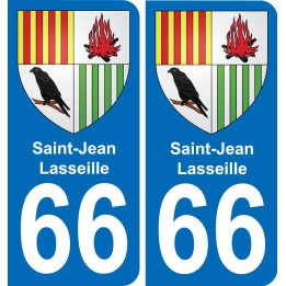66 Saint-Jean-Lasseille placa etiqueta de registro de la ciudad