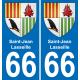 66 Saint-Jean-Lasseille sticker plate registration city