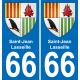 66 Saint-Jean-Lasseille autocollant sticker plaque immatriculation auto ville