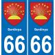 66 Serdinya placa etiqueta de registro de la ciudad