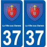 37 La Ville-aux-Dames ville autocollant plaque stickers