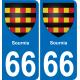 66 Sournia autocollant sticker plaque immatriculation auto ville