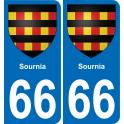 66 Sournia autocollant sticker plaque immatriculation auto ville