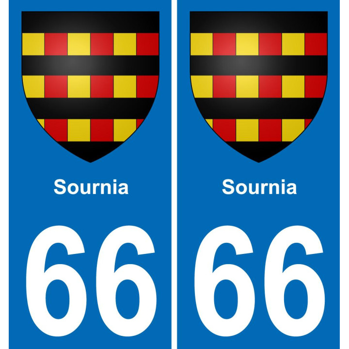 66 Sournia placa etiqueta de registro de la ciudad