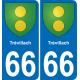 66 Trévillach placa etiqueta de registro de la ciudad