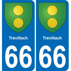 66 Trévillach autocollant sticker plaque immatriculation auto ville