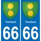 66 Trévillach autocollant sticker plaque immatriculation auto ville