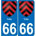 66 Trilla autocollant sticker plaque immatriculation auto ville