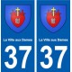 37 La Ville-aux-Dames ville autocollant plaque stickers
