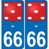 66 Ur autocollant sticker plaque immatriculation auto ville
