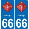 66 Valmanya autocollant sticker plaque immatriculation auto ville