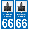 66 Villeneuve-la-Rivière-aufkleber plakette ez stadt