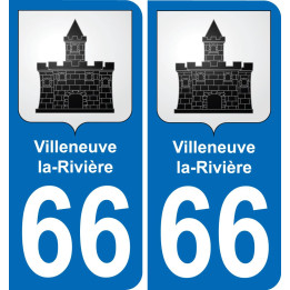 66 Villeneuve-la-Rivière sticker plate registration city