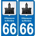 66 Villeneuve-la-Rivière autocollant sticker plaque immatriculation auto ville