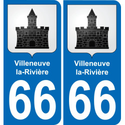 66 Villeneuve-la-Rivière autocollant sticker plaque immatriculation auto ville