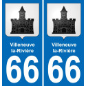 66 Villeneuve-la-Rivière-aufkleber plakette ez stadt