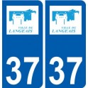 37 Langeais logo ville autocollant plaque stickers