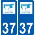 37 Langeais logo ville autocollant plaque stickers
