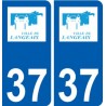 37 Langeais logo ville autocollant plaque stickers