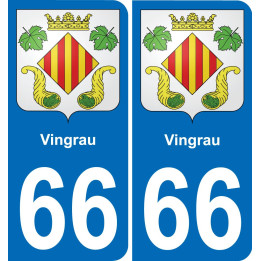 66 Vingrau placa etiqueta de registro de la ciudad