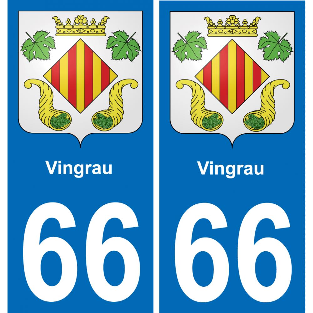 66 Vingrau autocollant sticker plaque immatriculation auto ville