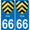 66 Vivès autocollant sticker plaque immatriculation auto ville