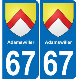 67 Adamswiller autocollant sticker plaque immatriculation auto ville
