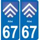 64 Pau autocollant sticker plaque immatriculation auto ville