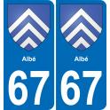 67 Albé sticker plate registration city