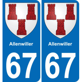 67 Allenwiller placa etiqueta de registro de la ciudad