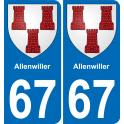 67 Allenwiller-aufkleber plakette ez stadt