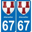 67 Allenwiller sticker plate registration city