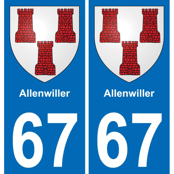 67 Allenwiller sticker plate registration city