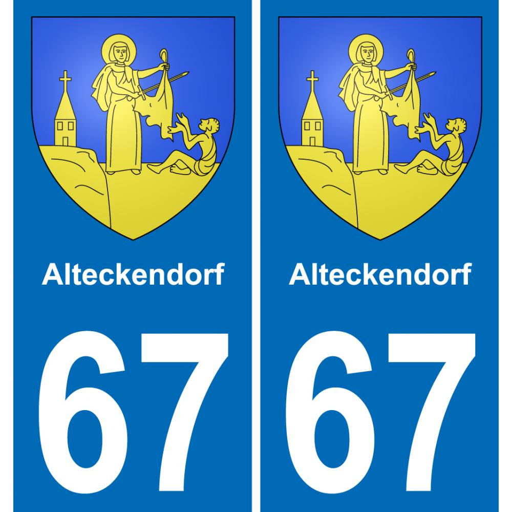 67 Alteckendorf placa etiqueta de registro de la ciudad