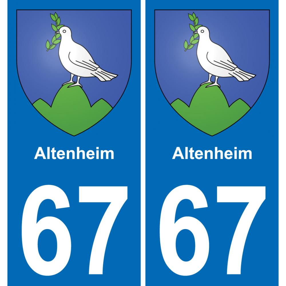 67 Altenheim placa etiqueta de registro de la ciudad