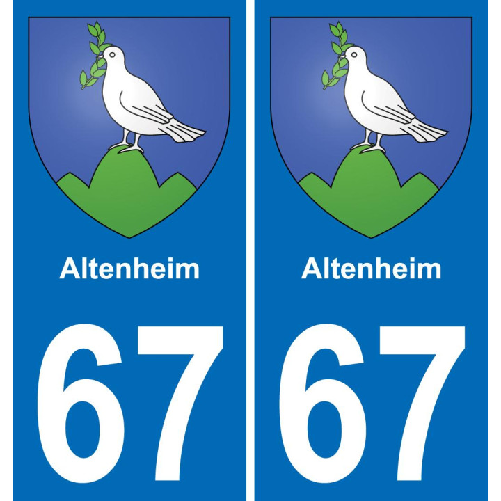 67 Altenheim placa etiqueta de registro de la ciudad