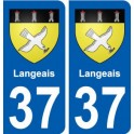 37 Langeais ville autocollant plaque stickers