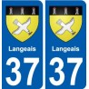 37 Langeais ville autocollant plaque stickers