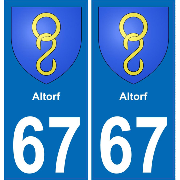67 Altorf autocollant sticker plaque immatriculation auto ville
