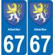 67 Altwiller placa etiqueta de registro de la ciudad