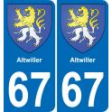 67 Altwiller sticker plate registration city