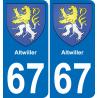67 Altwiller placa etiqueta de registro de la ciudad