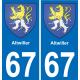 67 Altwiller sticker plate registration city