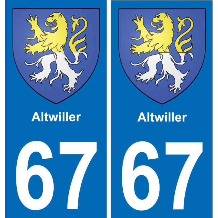 67 Altwiller autocollant sticker plaque immatriculation auto ville