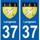 37 Langeais ville autocollant plaque stickers