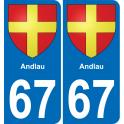 67 Andlau sticker plate registration city