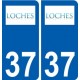 37 Loches logo ville autocollant plaque stickers