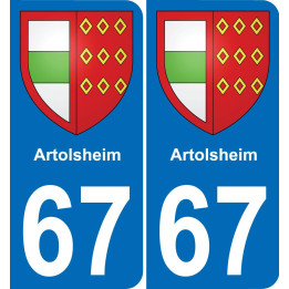 67 Artolsheim placa etiqueta de registro de la ciudad