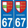 67 Artolsheim adesivo piastra di registrazione city