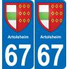 67 Artolsheim-aufkleber plakette ez stadt